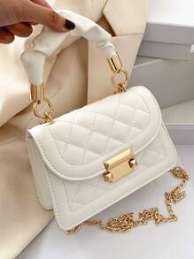 Quilted Chain Decor Satchel Bag