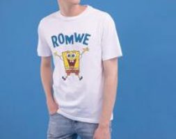 ROMWE X SpongeBob Guys Short Sleeve Tee