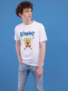 ROMWE X SpongeBob Guys Short Sleeve Tee