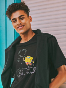 ROMWE X SpongeBob Guys Short Sleeve Tee