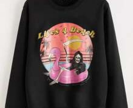 ROMWE X Vincenttrinidadart Skeleton & Slogan Graphic Sweatshirt