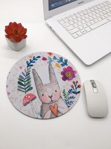 Rabbit Pattern Round Mouse Pad