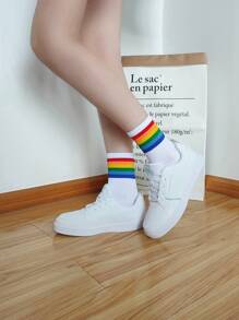 Rainbow Stripe Print Socks