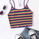 Rainbow Stripe Rib-knit Cami Top