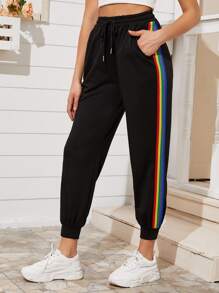 Rainbow Striped Tape Sweatpants