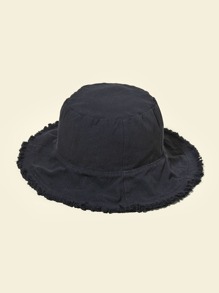 Raw Hem Plain Bucket Hat