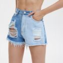 Raw Hem Ripped Denim Shorts