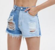 Raw Hem Ripped Denim Shorts