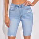 Raw Hem Ripped Denim Shorts