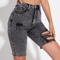 Raw Hem Ripped Denim Shorts