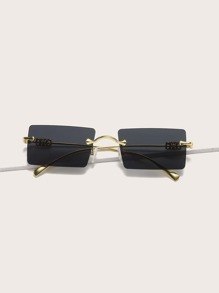 Rectangle Lens Rimless Sunglasses