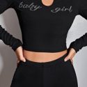 Rhinestone Baby Girl Graphic Crop Top