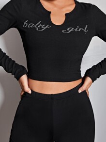 Rhinestone Baby Girl Graphic Crop Top