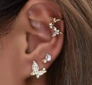 Rhinestone Butterfly Charm Earring Set – 4pcs