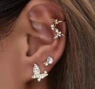 Rhinestone Butterfly Charm Earring Set – 4pcs