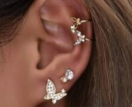 Rhinestone Butterfly Charm Earring Set – 4pcs