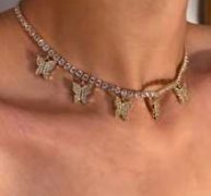 Rhinestone Butterfly Charm Necklace