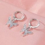 Rhinestone Butterfly Round Drop Earrings