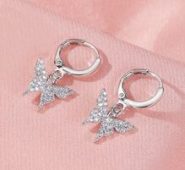 Rhinestone Butterfly Round Drop Earrings