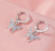 Rhinestone Butterfly Round Drop Earrings