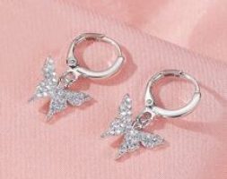 Rhinestone Butterfly Round Drop Earrings