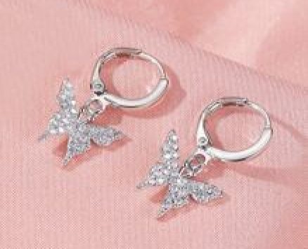 Rhinestone Butterfly Round Drop Earrings