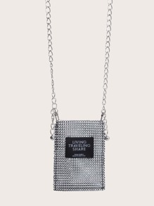 Rhinestone Decor Chain Crossbody Bag