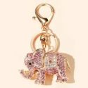 Rhinestone Decor Elephant Charm Keychain