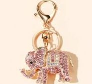 Rhinestone Decor Elephant Charm Keychain