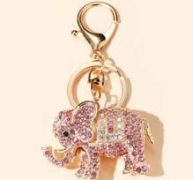 Rhinestone Decor Elephant Charm Keychain