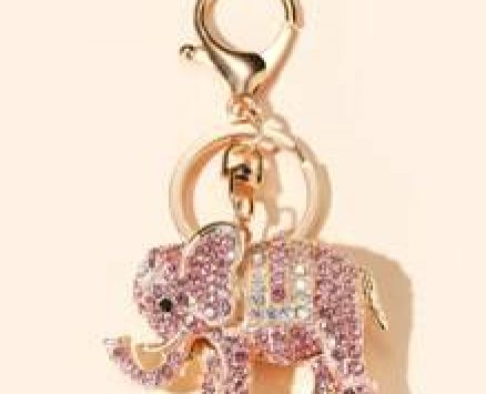 Rhinestone Decor Elephant Charm Keychain