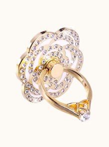 Rhinestone Decor Flower Shaped Phone Ring