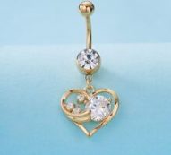 Rhinestone Decor Heart Charm Navel Belly Ring