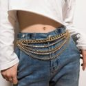 Rhinestone Decor Layered Waist Chain Belt