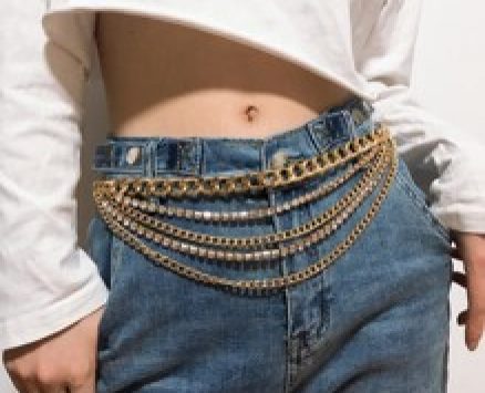 Rhinestone Decor Layered Waist Chain Belt