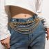 Rhinestone Decor Layered Waist Chain Belt