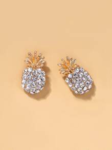 Rhinestone Decor Pineapple Stud Earrings