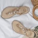 Rhinestone Decor Slingback Thong Sandals