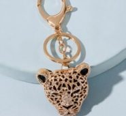 Rhinestone Decor Tiger Head Charm Keychain