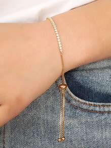 Rhinestone Detail Adjustable Bracelet 1pc