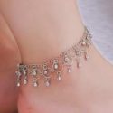 Rhinestone Detail Circle Fringe Chain Anklet