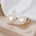 Rhinestone Heart Design Stud Earrings