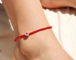 Rhinestone Inlaid Rope Anklet