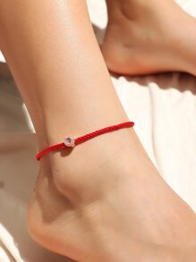 Rhinestone Inlaid Rope Anklet