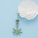 Rhinestone Leaf Belly Bar