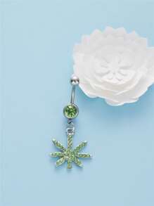 Rhinestone Leaf Belly Bar