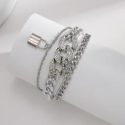 Rhinestone Lock Layered Bracelet