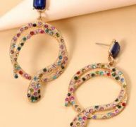 Rhinestone Serpentine Drop Earrings