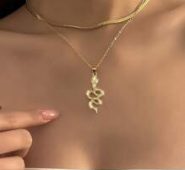 Rhinestone Snake Layered Chain Necklace