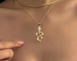 Rhinestone Snake Layered Chain Necklace